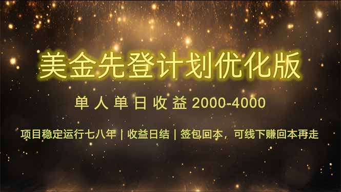 连续7-8年创单日收益冠军项目，日收益$600-1200